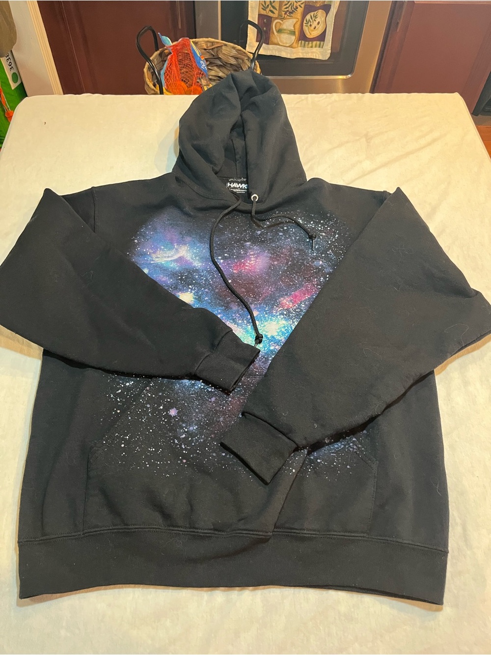 Hawk men’s large Black Galaxy Print Men's Hoodie Sweatshirt